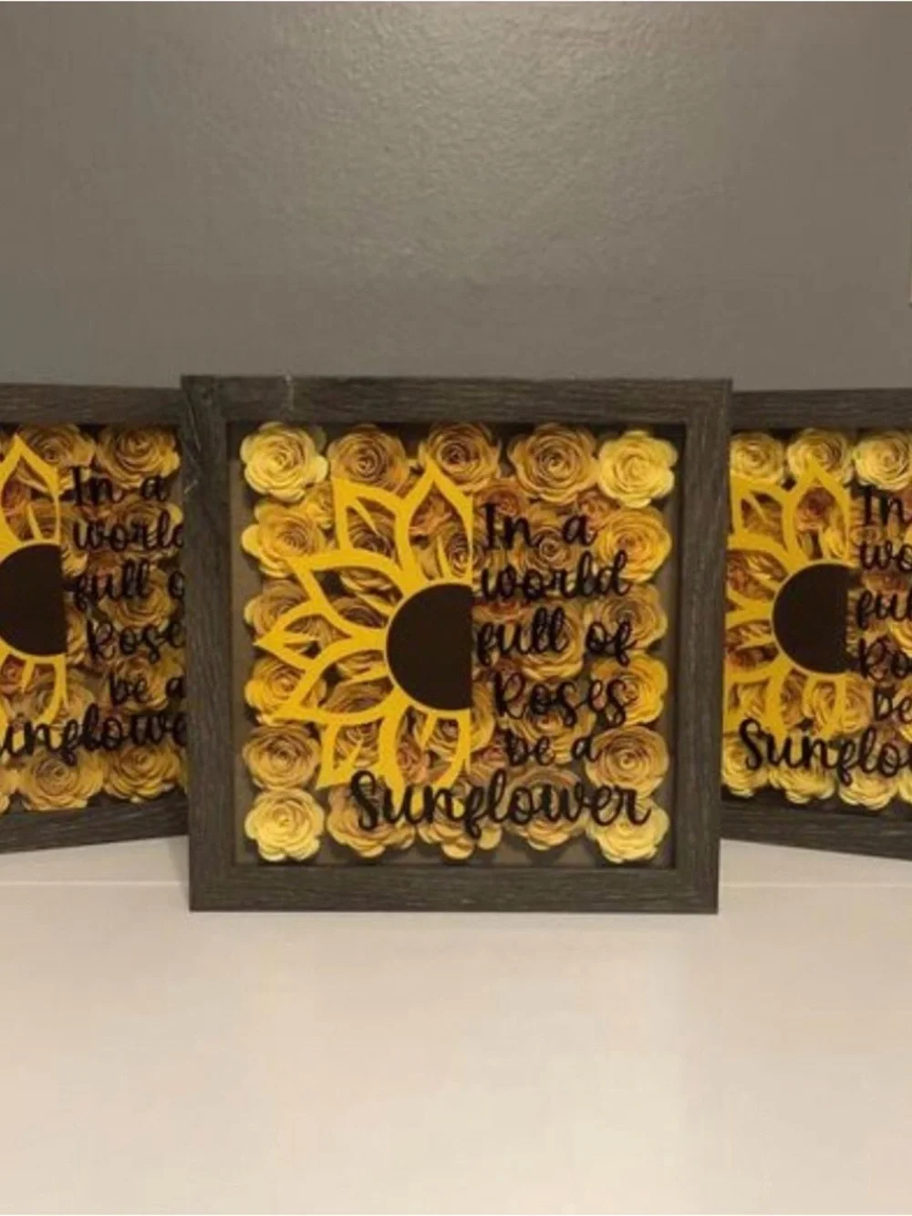 In a world full of roses be a sunflower wall decor 8x8 (handmade)
